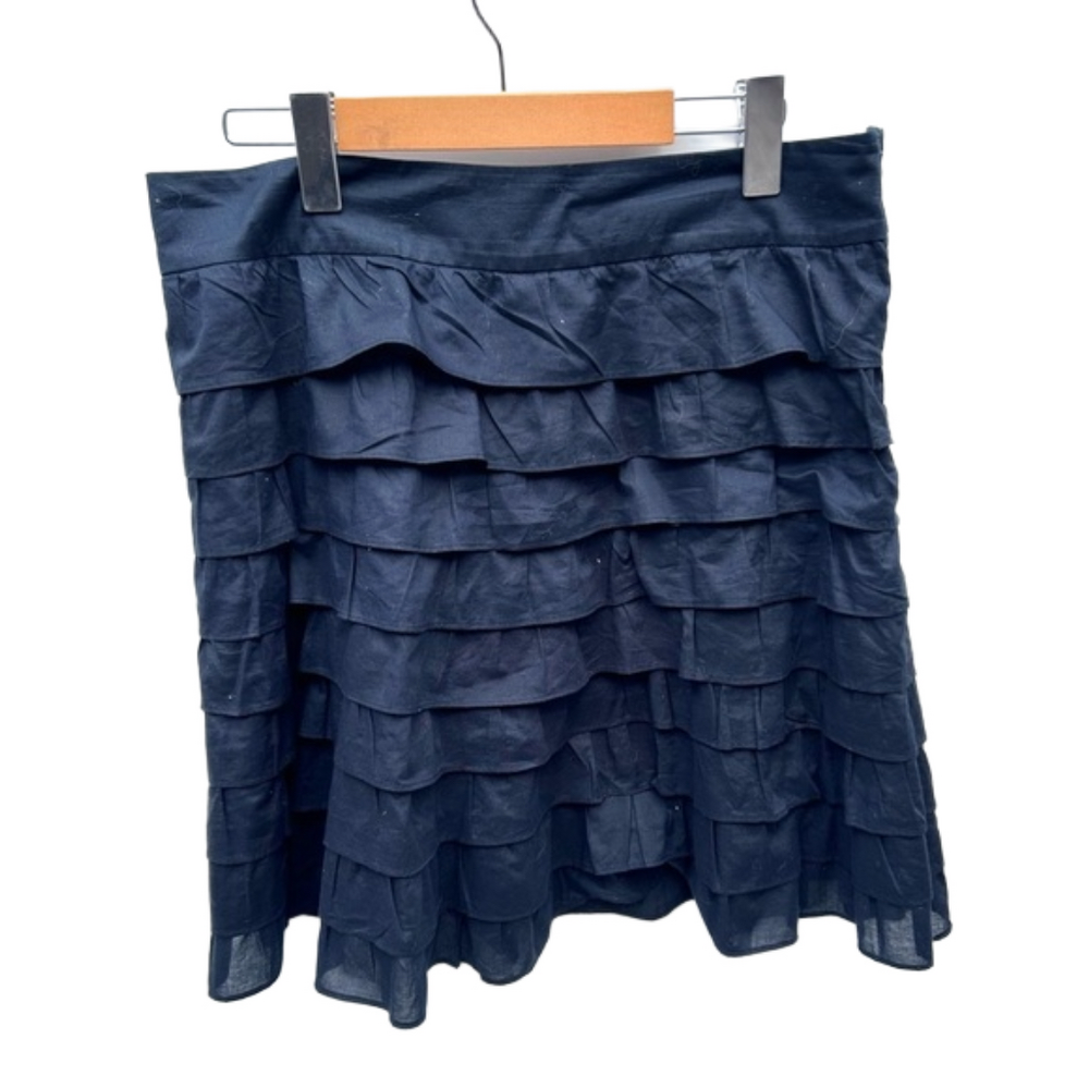CLUB Monaco Women's  black cotton Tiered ruffles skirt size 10